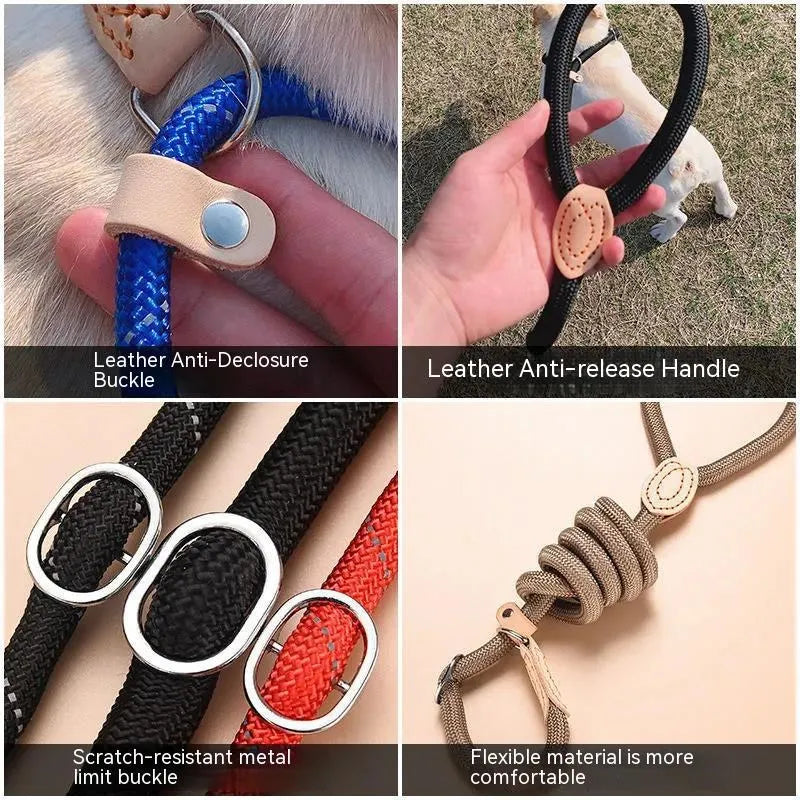 Dog Leash Nylon Pet Lead Leash Adjustable Dog Harness Durable Rope Belt Lightweight Dog Supplies Walking Training Accessories