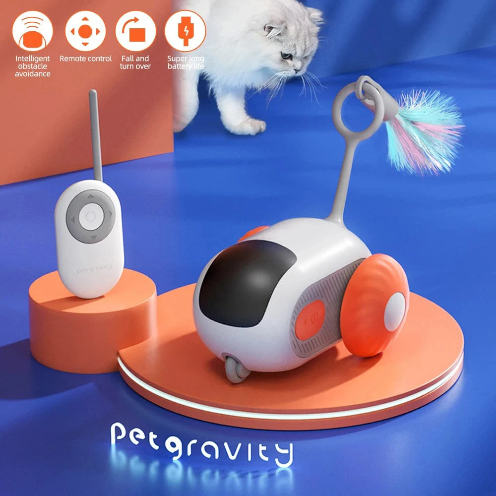 Smart Cat Toy Car Interactive Cat Toy Ball Automatic Rolling Remote Control Toy Car Indoor Cat Accessories Pet Kitten Supplies