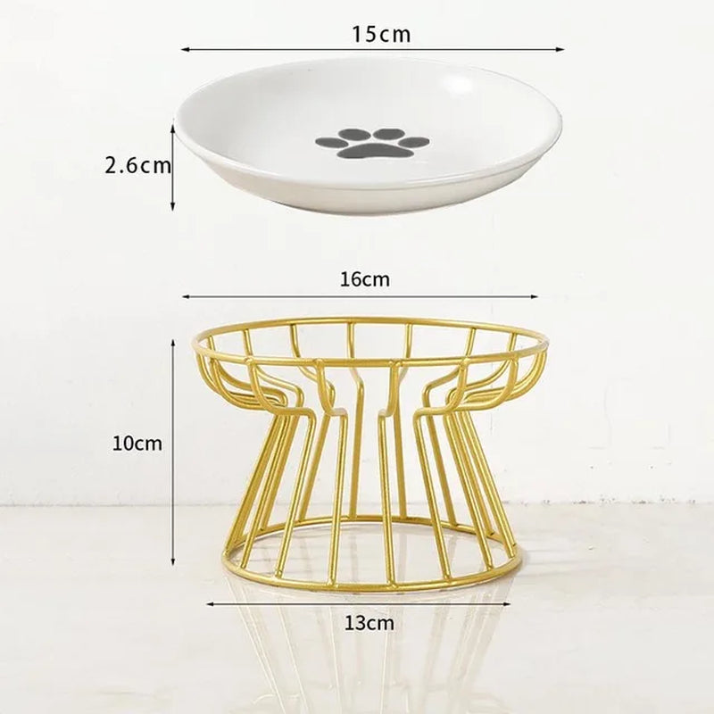 Cat Lift Bowl with Metal Stand Pet Ceramic Food Snacks Feeding Elevated Feeder Kitten Puppy Dish Dog Supplies Accessories