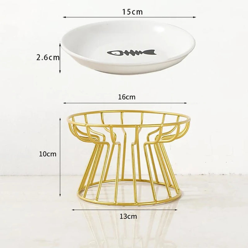 Cat Lift Bowl with Metal Stand Pet Ceramic Food Snacks Feeding Elevated Feeder Kitten Puppy Dish Dog Supplies Accessories